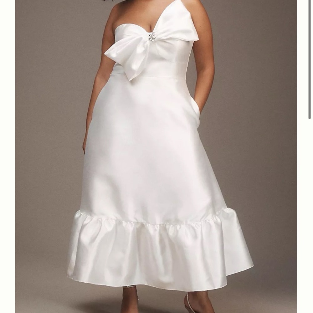 Hutch One Shoulder White Dress with Ruffle Hem